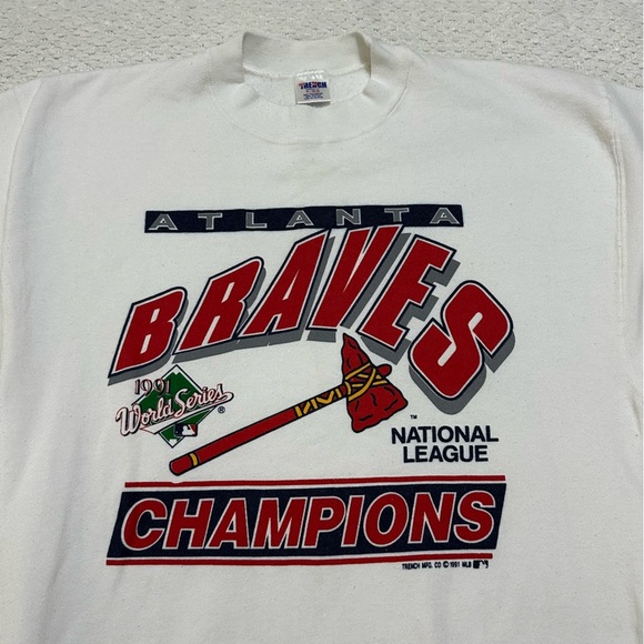 Vintage MLB 1991 ATLANTA BRAVES Made in USA Sweatshirt XL - Picture 2 of 8
